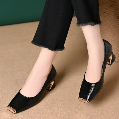 📢📢50 % de réduction !! ⏰Escarpins à talon carré motif serpent pour femme