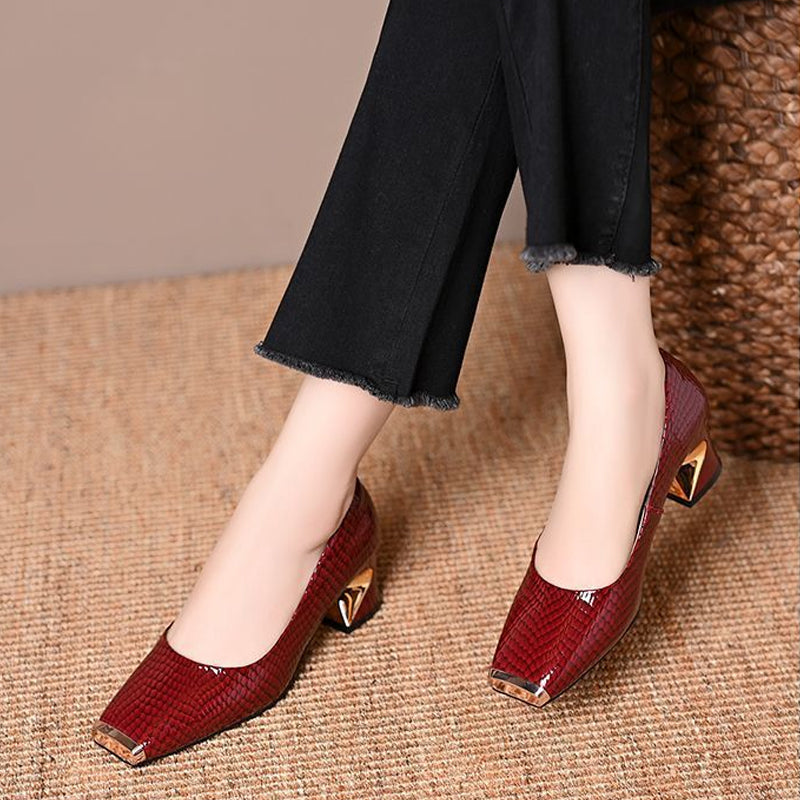 📢📢50 % de réduction !! ⏰Escarpins à talon carré motif serpent pour femme