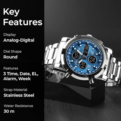 📢⌚54 % DE RÉDUCTION+ livraison gratuite⏰ Montre Analogique-Numérique Militaire Étanche pour Hommes – 48mm, Multifonction & Bracelet en Acier Inoxydable ! 🕰️💪