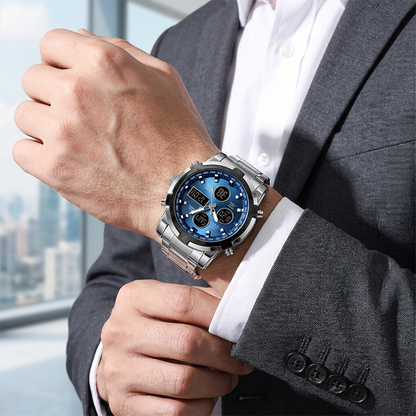 📢⌚54 % DE RÉDUCTION+ livraison gratuite⏰ Montre Analogique-Numérique Militaire Étanche pour Hommes – 48mm, Multifonction & Bracelet en Acier Inoxydable ! 🕰️💪
