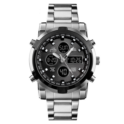 📢⌚54 % DE RÉDUCTION+ livraison gratuite⏰ Montre Analogique-Numérique Militaire Étanche pour Hommes – 48mm, Multifonction & Bracelet en Acier Inoxydable ! 🕰️💪