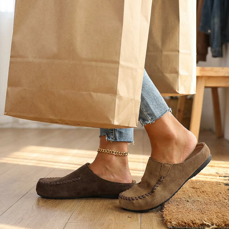 👡 52% DE RÉDUCTION! 🔥Pantoufles Mules Femme ✅ Bout Large Fermé & Semelle Moelleuse | Confort Douillet à la Maison 👡