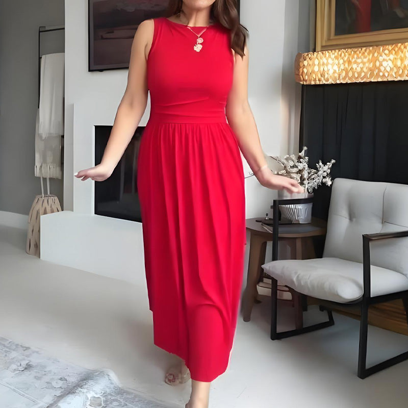 📢📢54 % de réduction !! ⏰Robe longue élégante à col rond pour femme 👗