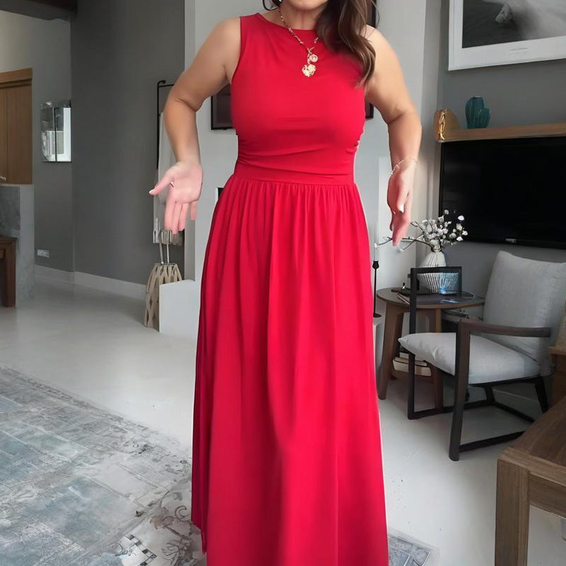 📢📢54 % de réduction !! ⏰Robe longue élégante à col rond pour femme 👗