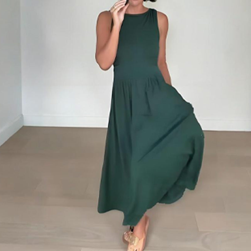 📢📢54 % de réduction !! ⏰Robe longue élégante à col rond pour femme 👗