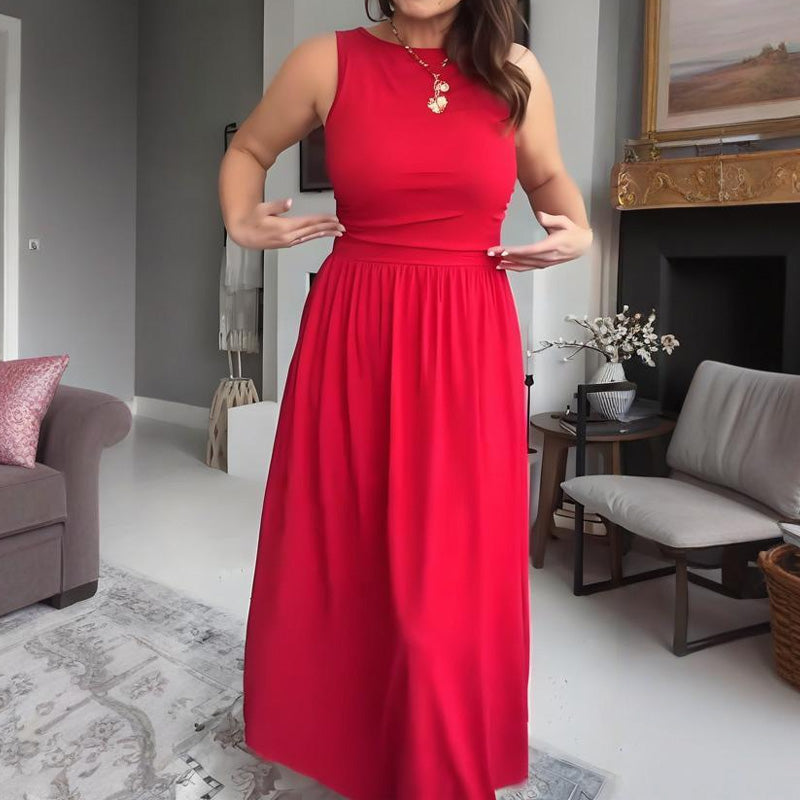 📢📢54 % de réduction !! ⏰Robe longue élégante à col rond pour femme 👗