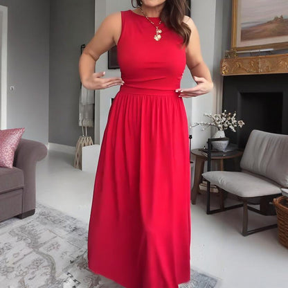 📢📢54 % de réduction !! ⏰Robe longue élégante à col rond pour femme 👗