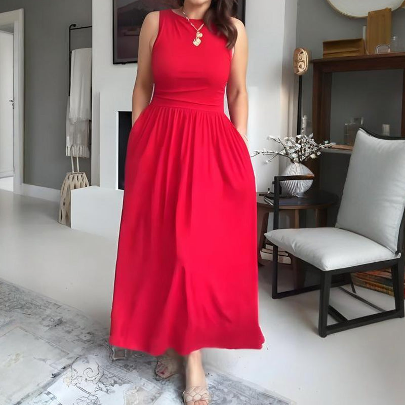 📢📢54 % de réduction !! ⏰Robe longue élégante à col rond pour femme 👗