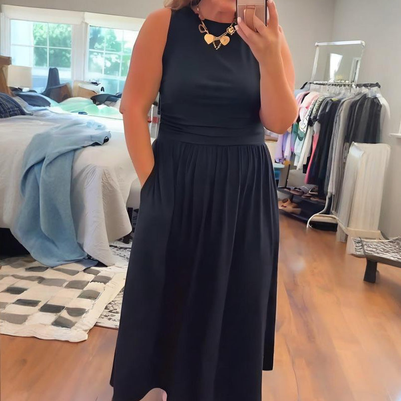 📢📢54 % de réduction !! ⏰Robe longue élégante à col rond pour femme 👗