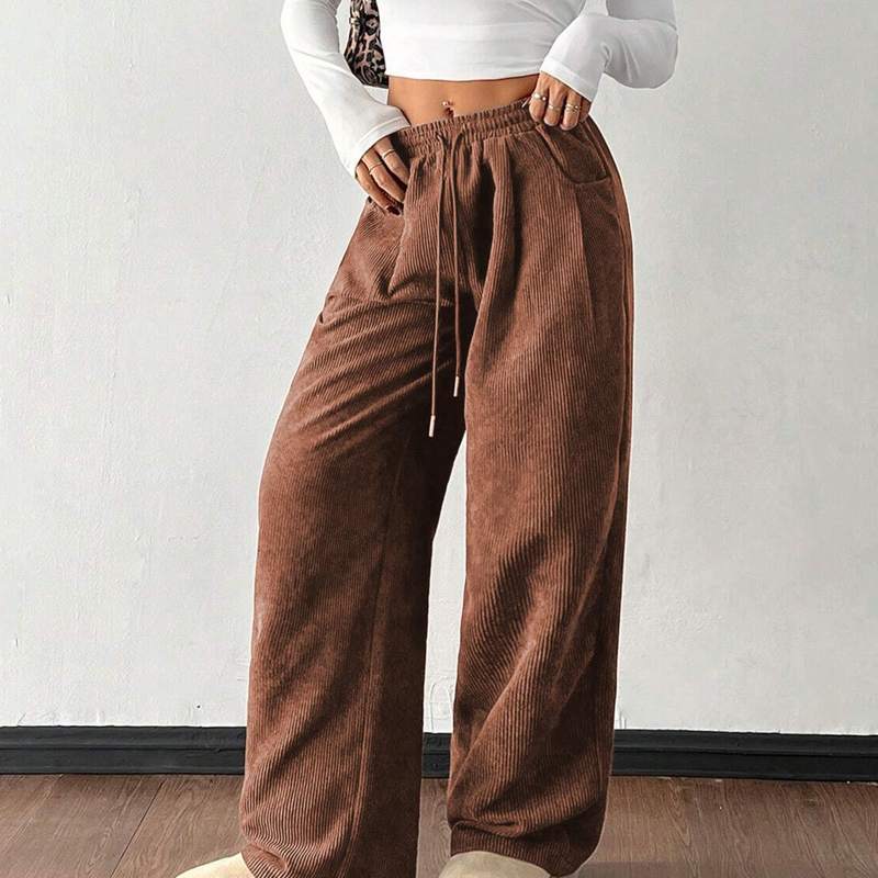 ✨💖 Style Rétro-Chic | Pantalon en Corde Velours Taille Haute | Coupe Détendue & Matière Texturée 🕶️【-60%】