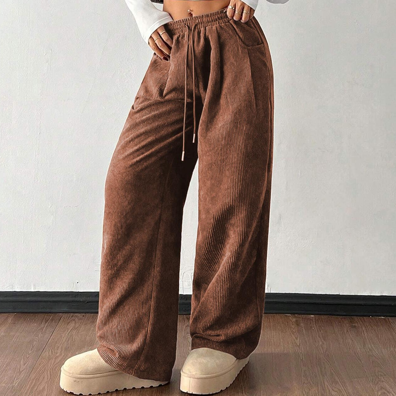 ✨💖 Style Rétro-Chic | Pantalon en Corde Velours Taille Haute | Coupe Détendue & Matière Texturée 🕶️【-60%】