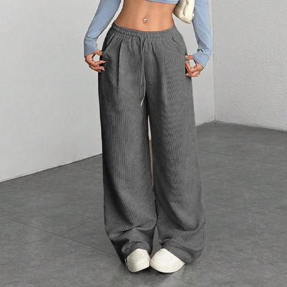 ✨💖 Style Rétro-Chic | Pantalon en Corde Velours Taille Haute | Coupe Détendue & Matière Texturée 🕶️【-60%】