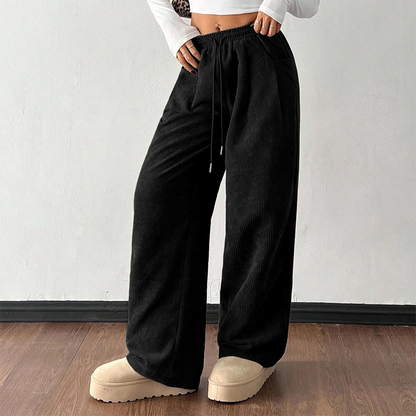 ✨💖 Style Rétro-Chic | Pantalon en Corde Velours Taille Haute | Coupe Détendue & Matière Texturée 🕶️【-60%】