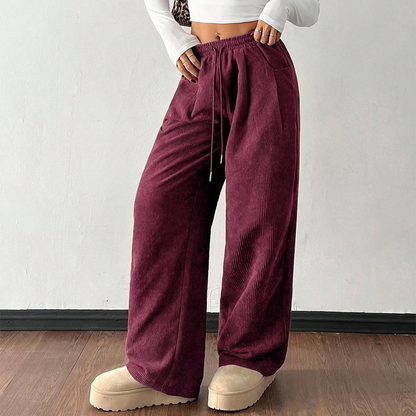 ✨💖 Style Rétro-Chic | Pantalon en Corde Velours Taille Haute | Coupe Détendue & Matière Texturée 🕶️【-60%】