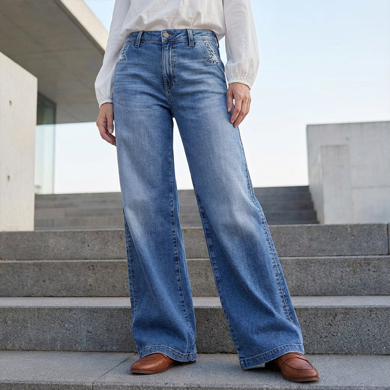 👖59 % de réduction + livraison gratuite✨ Jean vintage taille haute à jambes larges pour femme