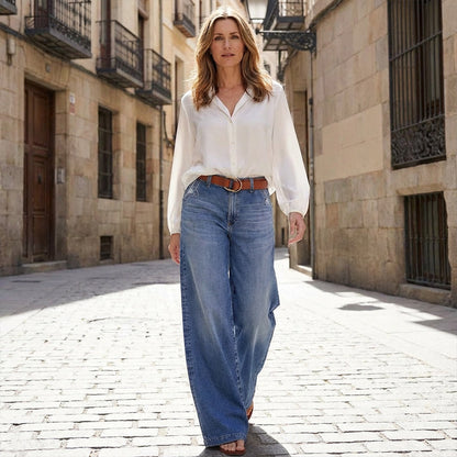 👖59 % de réduction + livraison gratuite✨ Jean vintage taille haute à jambes larges pour femme