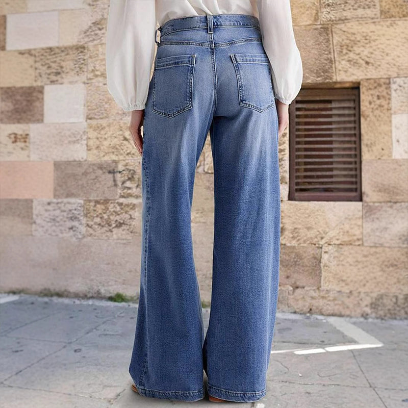 👖59 % de réduction + livraison gratuite✨ Jean vintage taille haute à jambes larges pour femme
