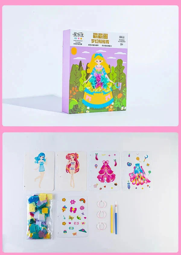 Cahier de dessin créatif dessiné à la main avec autocollants