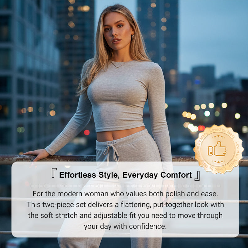 👚 50% DE RÉDUCTION! 💃 Ensemble Deux Pièces Décontracté pour Femme – Haut & Pantalon Large, Look Tendance & Confortable au Quotidien 🌸