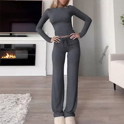 👚 50% DE RÉDUCTION! 💃 Ensemble Deux Pièces Décontracté pour Femme – Haut & Pantalon Large, Look Tendance & Confortable au Quotidien 🌸