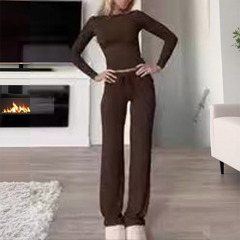 👚 50% DE RÉDUCTION! 💃 Ensemble Deux Pièces Décontracté pour Femme – Haut & Pantalon Large, Look Tendance & Confortable au Quotidien 🌸