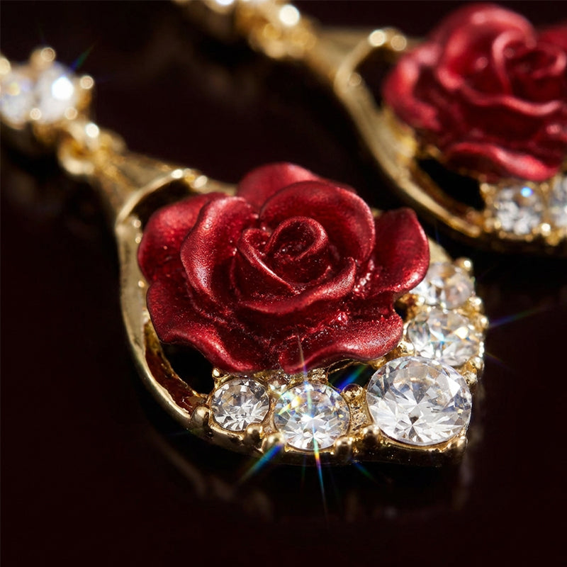 🌹 50% DE RÉDUCTION ! ✨ Boucles d'Oreilles Pendantes Élégantes en Forme de Rose Rouge – Design Romantique, Fini Haute Qualité & Cadeau Idéal 💝