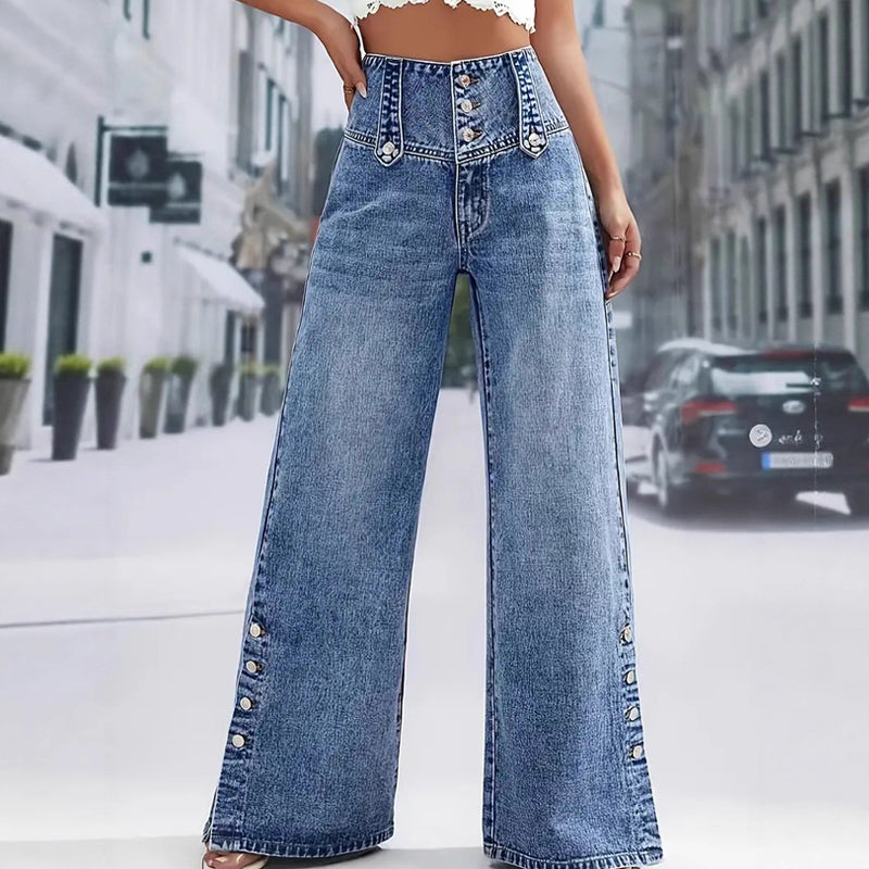 💐54% DE RÉDUCTION ! Jean Jambe Large Taille Haute – Coupe Fluide & Élégante 🌬️👖【Prix Spécial】