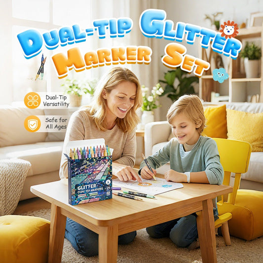 ✨ Nouveauté 2026 | 24 Marqueurs Pailletés Double-Pointe | Illuminez Vos Créations 🎨【-60%】