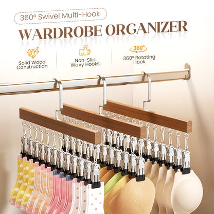 🔈🔈GRANDE SOLDES 2026 - 60 % DE RÉDUCTION🧺📎Organisateur de penderie pivotant à 360° avec crochets multiples