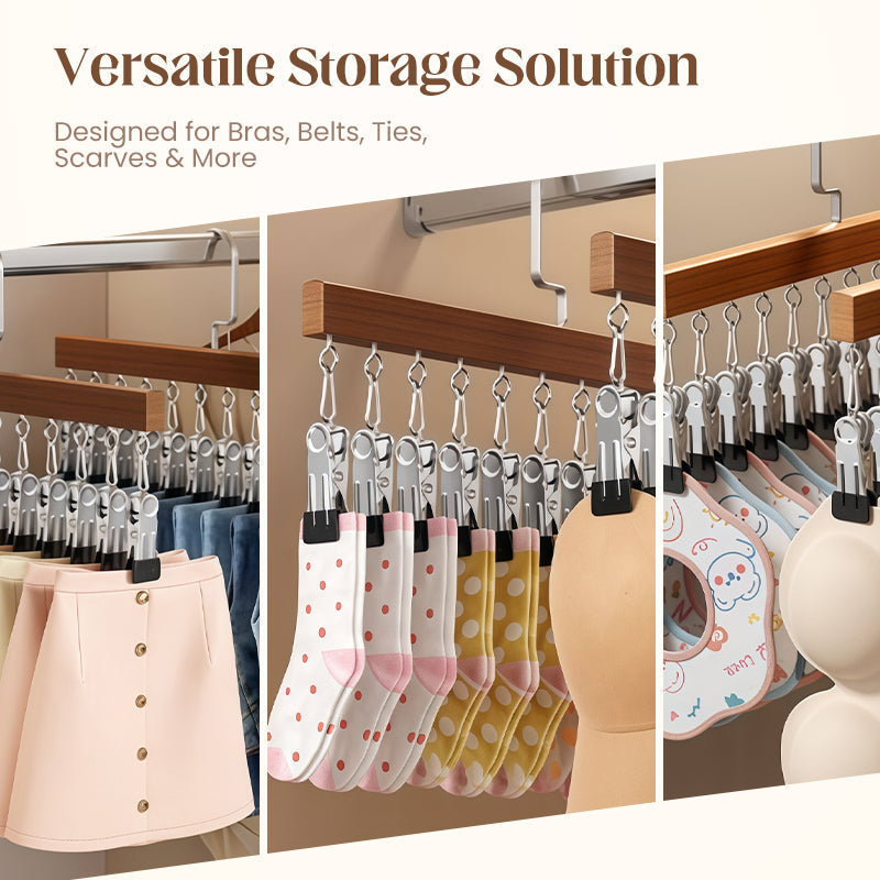 🔈🔈GRANDE SOLDES 2026 - 60 % DE RÉDUCTION🧺📎Organisateur de penderie pivotant à 360° avec crochets multiples