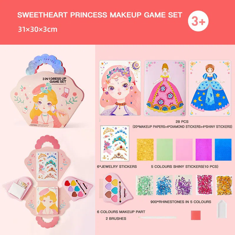 📢📢50% DE RÉDUCTION !! ⏰Ensemble de jeu d'habillage et de maquillage de princesse fantastique 3 en 1