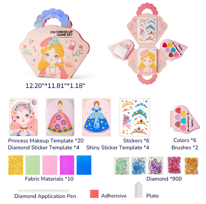 📢📢50% DE RÉDUCTION !! ⏰Ensemble de jeu d'habillage et de maquillage de princesse fantastique 3 en 1