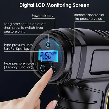 💎 55% DE RÉDUCTION + livraison gratuite 💎 Compresseur d’Air Portable Sans Fil avec Affichage Numérique – Gonflage Rapide, Préréglage Intelligent & Lampe LED 🔋🚗