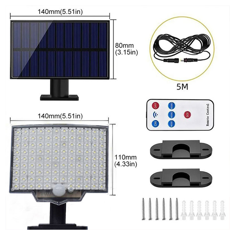 📢📢50 % de réduction !!⏰Éclairage extérieur à détecteur de mouvement solaire 106 LED avec télécommande