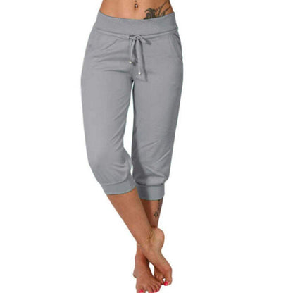 🛒Pantalon de Jogging 3/4 Taille Haute - Coupe Ajustée avec Cordon de Serrage & Poches