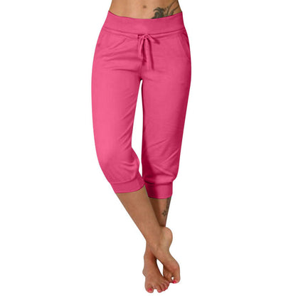 🛒Pantalon de Jogging 3/4 Taille Haute - Coupe Ajustée avec Cordon de Serrage & Poches