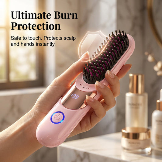 ✨50% DE RÉDUCTION! ✨Peigne lissant ionique anti-brûlure à 3 températures