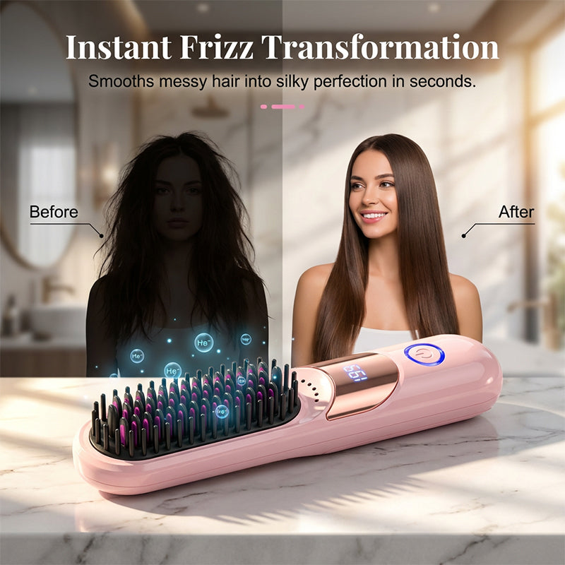 ✨50% DE RÉDUCTION! ✨Peigne lissant ionique anti-brûlure à 3 températures