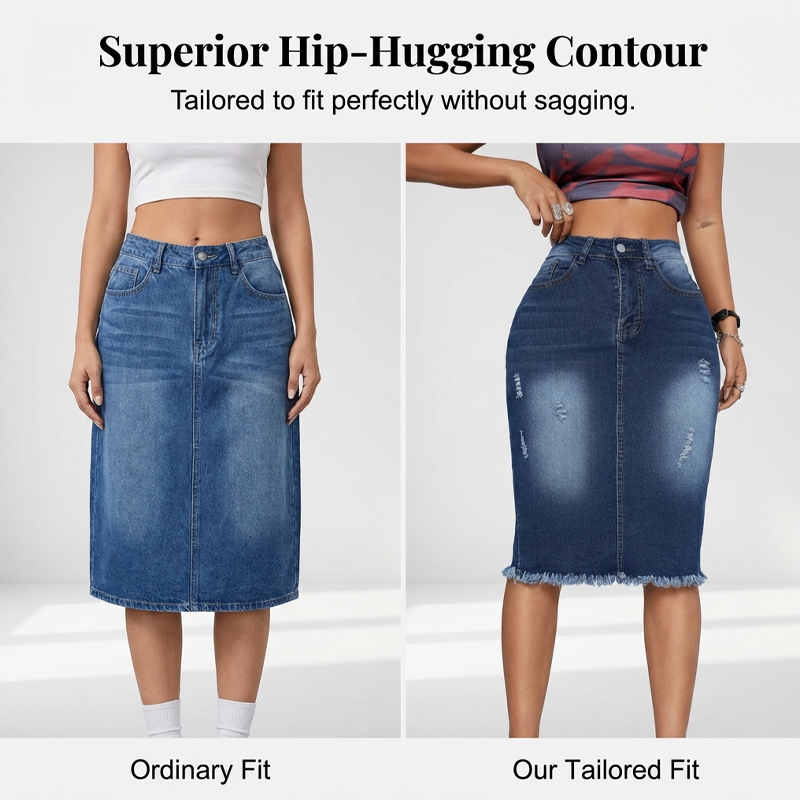 💎 -50% JUPE EN JEAN TAILLE HAUTE ! 💎 Ourlet Effiloché, Coupe A-Line & Denim Stretch – L'Indispensable Vintage