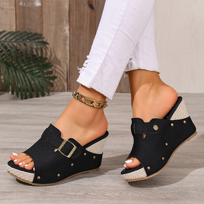 💐60% DE RÉDUCTION ! Sandales à Talon Compensé pour Femmes – Léger & Confortable Toute la Journée 🌸👡【Offre Limitée】