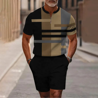 🔥50% DE RÉDUCTION !🔥 Ensemble chemise et short à col zippé pour homme