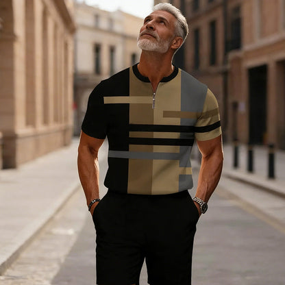 🔥60 % DE RÉDUCTION🔥Ensemble chemise et short à col zippé pour homme