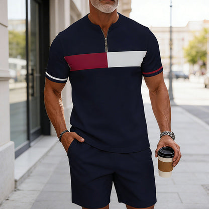 🔥60 % DE RÉDUCTION🔥Ensemble chemise et short à col zippé pour homme