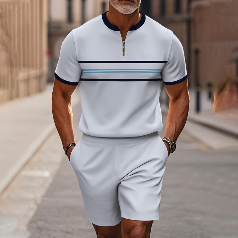 🔥60 % DE RÉDUCTION🔥Ensemble chemise et short à col zippé pour homme