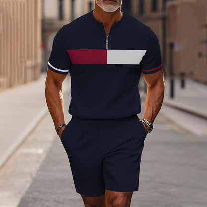🔥50% DE RÉDUCTION !🔥 Ensemble chemise et short à col zippé pour homme