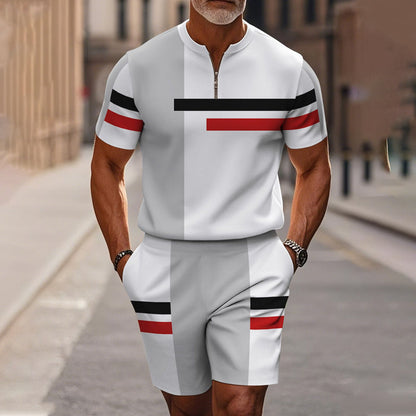 🔥60 % DE RÉDUCTION🔥Ensemble chemise et short à col zippé pour homme