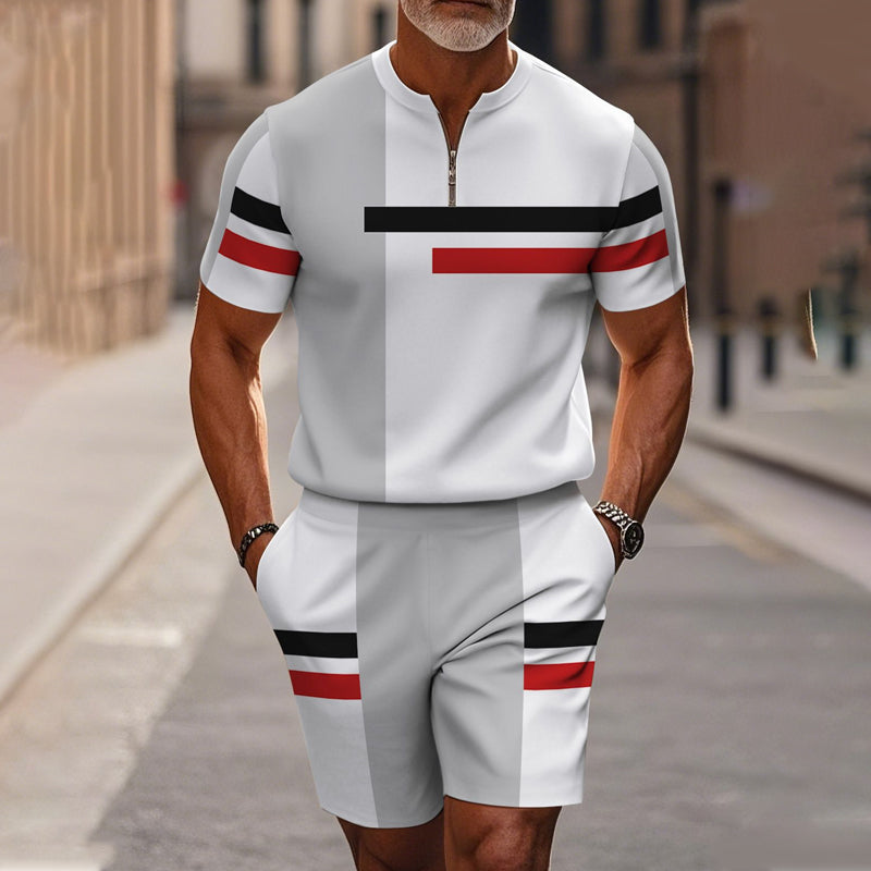 🔥50% DE RÉDUCTION !🔥 Ensemble chemise et short à col zippé pour homme