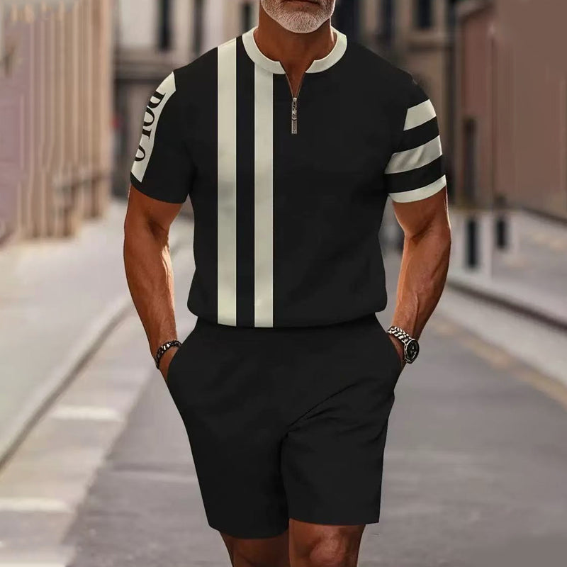 🔥50% DE RÉDUCTION !🔥 Ensemble chemise et short à col zippé pour homme