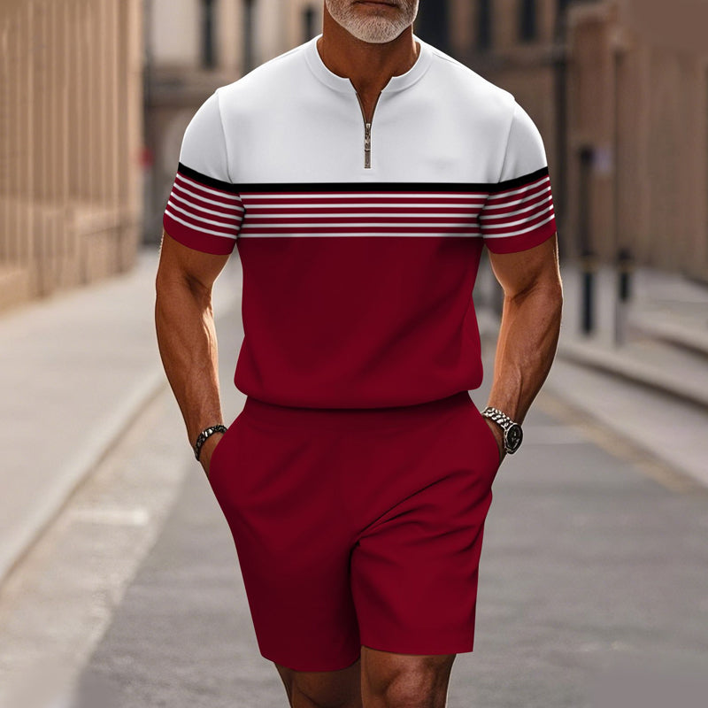 🔥50% DE RÉDUCTION !🔥 Ensemble chemise et short à col zippé pour homme