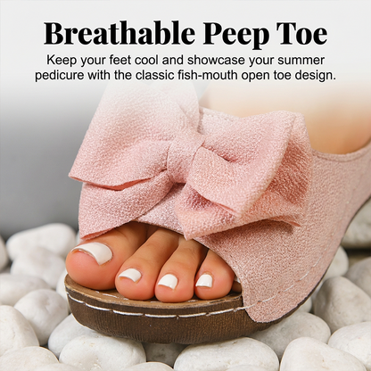 👡 55 % de réduction + livraison gratuite🎀 Sandales Compensées à Bout Ouvert & Nœud Papillon pour Femmes – Élégantes, Confortables & Parfaites pour l'Été ☀️